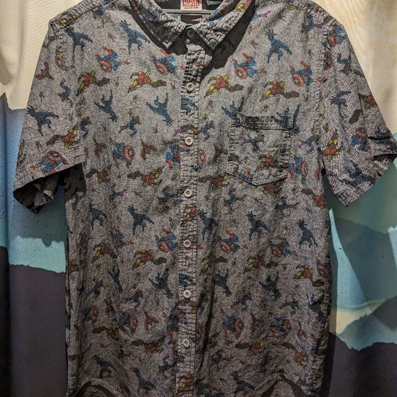 Marvel | Shirts | Marvel Avengers Short Sleeve Button Down | Poshmark